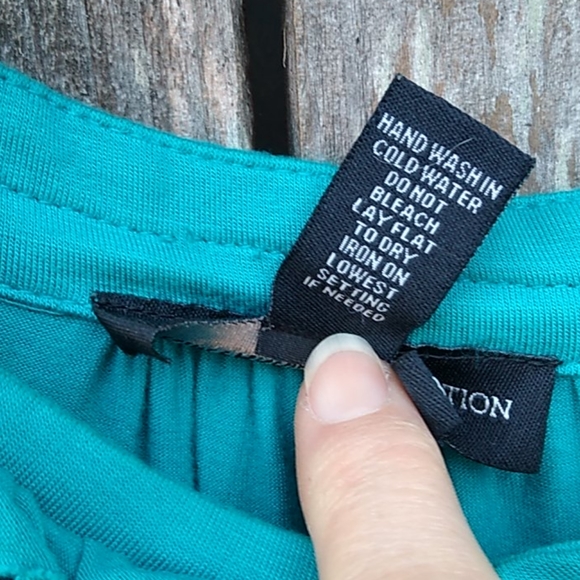 Turquoise Jersey Knit S/S Tunic Top with Ruffles L - Picture 4 of 6